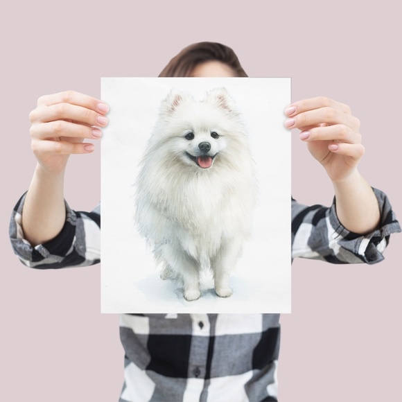 Watercolor Pomeranian Dog Portrait Art Print – Unframed Fine Art Poster - Picture 4 of 5